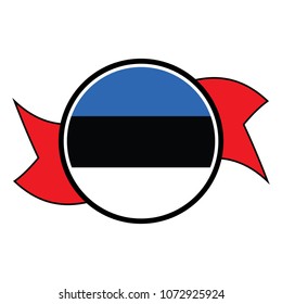 Estonia flag in glossy round button of icon. flag logo of Estonia emblem isolated on white background, Estonia national concept sign, Vector illustration.