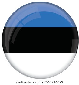 Estonia flag with glossy rounded button for football team and national emblem