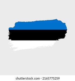 Estonia flag with grunge texture. Vector illustration of Estonia flag painted with brush with grunge effect and watercolor stroke. Happy Independence Day.