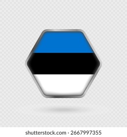 Bandera de Estonia en un marco hexagonal.