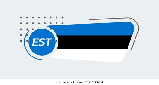 Estonia flag icon or badge. Estonian national emblem with abstract background and geometric shapes. Vector illustration.