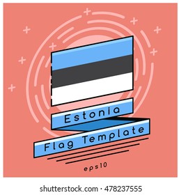 Estonia Flag  : Flag Icon With Festive Background : Vector Illustration