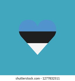Estonia flag icon in a heart shape in flat design. Independence day or National day holiday concept.