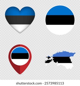 Estonia Flag Icons Pack. Vector illustration.