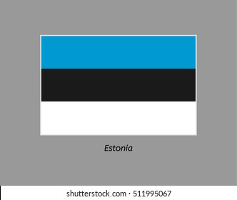 Estonia flag. Illustration of the flag on gray backgound. Illustration contains text: estonia