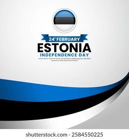 Estonia flag for Independence Day on a white background for greeting card, post, banner