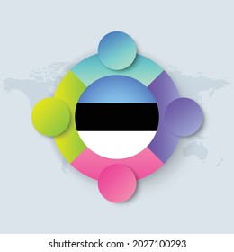 Estonia Flag with Infographic Design isolated on World map. Vector illustration.