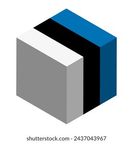 Bandera de Estonia - cubo 3D isométrico aislado sobre fondo blanco. Vector.