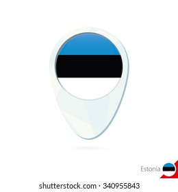 Estonia flag location map pin icon on white background. Vector Illustration.