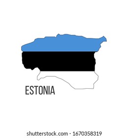 Estonia flag map. The flag of the country in the form of borders. Stock vector illustration isolated on white background.