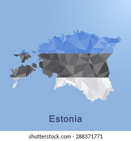 Estonia flag map in geometric polygonal style. Abstract tessellation,background. Vector illustration EPS10
