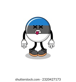 estonia flag mascot illustration is dead , character design