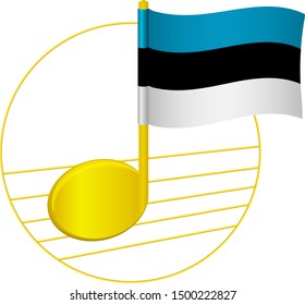 Estonia flag and musical note. Music background. National flag of Estonia and music festival concept vector illustration