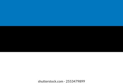 Estonia flag in official colors, dimensions and aspect ratio. Vector flag symbolizing national pride, identity, heritage, patriotism and authority