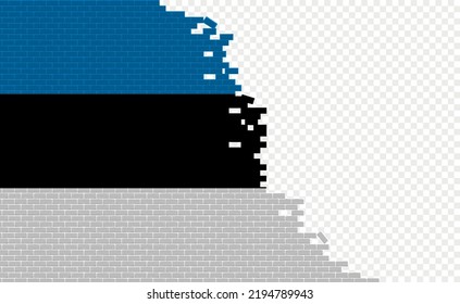 Estonia flag on broken brick wall. Empty flag field of another country. Country comparison. Easy editing and vector in groups.