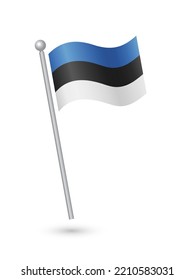 Estonia flag on pole waving in the wind vector illustration