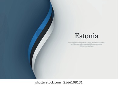 Estonia flag on Waving ribbon. Template for independence day