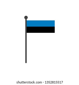 estonia flag with pole icon vector isolated on white background