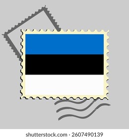 Estonia flag postage stamp. Isolated vector illustration on grey post stamp background