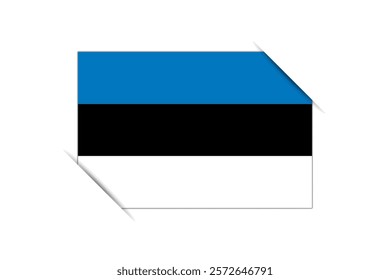 Estonia flag - rectangle colorful flag representing a country cultural identity and heritage. The essence of national pride and unity. Attached by the corners in a paper album