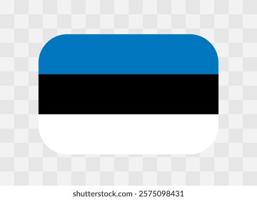 Estonia flag - rounded rectangle colorful flag representing a country cultural identity and heritage. The essence of national pride and unity. Vector flag on transparent background.