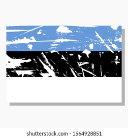 Estonia flag with scratches and shadow in vector.