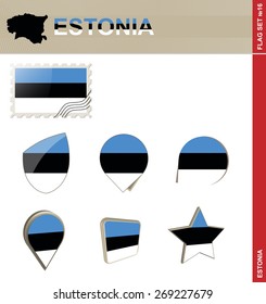 Estonia Flag Set, Flag Set #16. Vector.