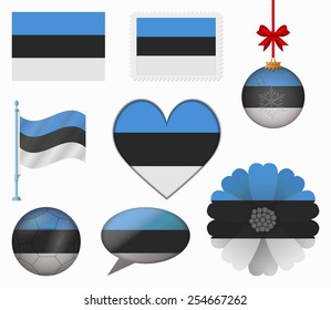 Estonia flag set of 8 items vector