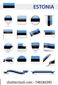 Estonia Flag Set - Vector Illustration