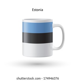 Estonia flag souvenir mug isolated on white background. Vector illustration.