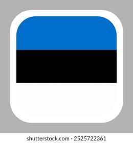 Estonia flag square flat vector with rounded corners and white border, vector illustration