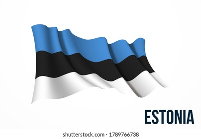 Estonia flag state symbol isolated on background national banner. Greeting card National Independence Day of the Republic of Estonia. Illustration banner with realistic state flag.