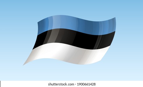 Estonia flag state symbol isolated on background national banner. Greeting card National Independence Day of the Republic of Estonia. Illustration banner with realistic state flag.