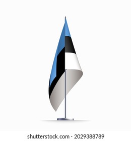 Estonia flag state symbol isolated on background national banner. Greeting card National Independence Day of the Republic of Estonia. Illustration banner with realistic state flag.