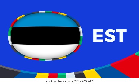 Estonia flag stylized for European football tournament qualification. Flag on vector background.