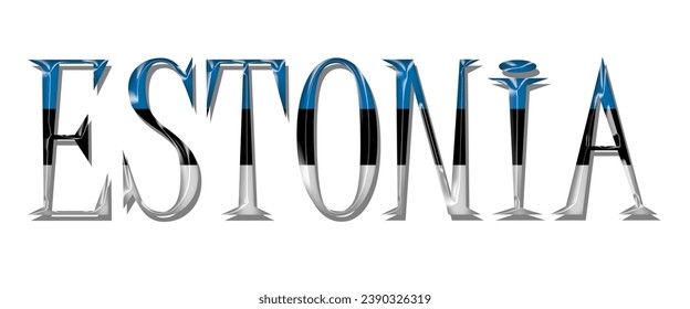 ESTONIA flag text font, 3D ESTONIA flag colorful background, ESTONIA flag vector illustration