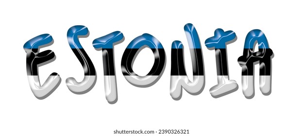fuente de texto del indicador ESTONIA, fondo coloreado del indicador ESTONIA 3D, ilustración vectorial del indicador ESTONIA