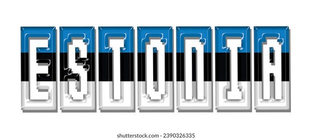 fuente de texto del indicador ESTONIA, fondo coloreado del indicador ESTONIA 3D, ilustración vectorial del indicador ESTONIA