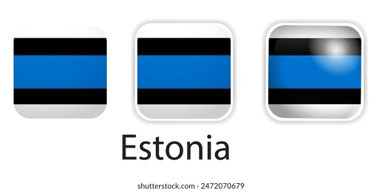 Estonia flag vector icons set in the shape of rounded square