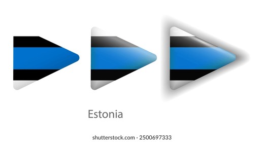 Iconos del vector de la bandera de Estonia fijados en forma de triángulo redondeado