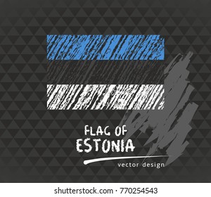 Estonia flag, vector sketch hand drawn illustration on dark grunge background