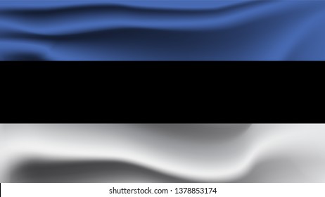 Estonia flag waving with the wind  3D illustration wave flag