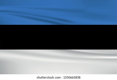 Estonia flag waving with wind effect