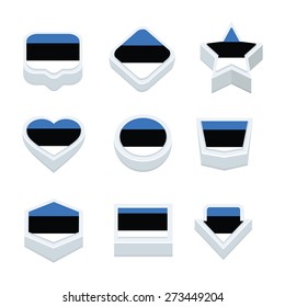 estonia flags icons and button set nine styles
