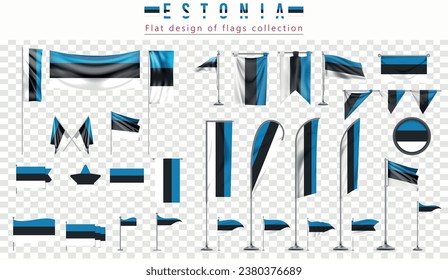 Estonia flags set, flat design of flags Collection