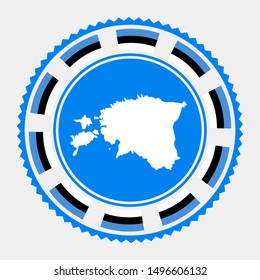 Estonia flat stamp. Round logo with map and flag of Estonia. Vector illustration.