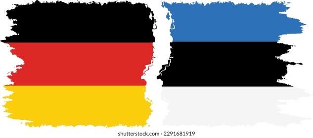 Estonia and Germany grunge flags connection, vector