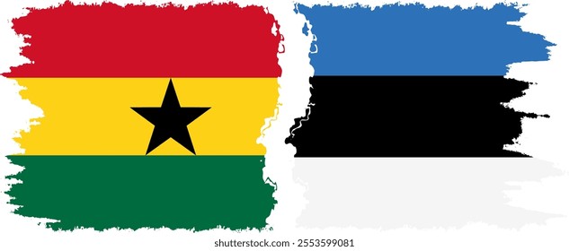 Estonia and Ghana grunge flags connection, vector