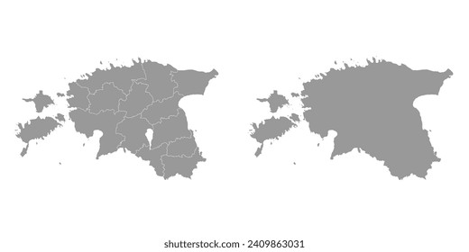 Estonia gray map with administrative subdivisions. Vector illustration.