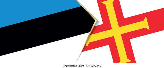 Banderas de Estonia y Guernsey, dos banderas vectoriales símbolo de relación o enfrentamiento.